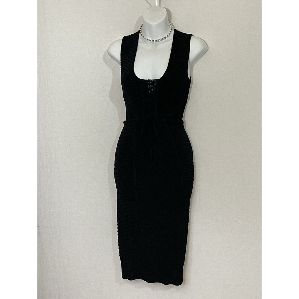 RACHEL Rachel Roy Women's Island Hop Iris Lace-Up Knit Dress Size XS Stretch